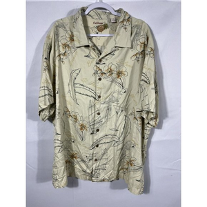 Caribbean Men's 3XL Short Sleeve Button Up Shirt Hawaiian Palm 100% Rayon‎ Trees